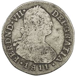 COLOMBIA: Fernando VII, 1808-1819, AR 2 reales (6.45g), Popayan, 1811-P. F