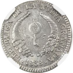 COLOMBIA: Nueva Granada, 1837-1850, AR real, Bogota, 1838. NGC AU50