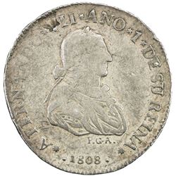 EL SALVADOR: Fernando VII, 1808-1821, AR proclamation 2 reales (6.52g), 1808. F-VF