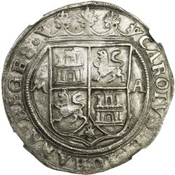 MEXICO: Carlos and Johanna, 1516-1555, AR 4 reales, ND (1542-1555)-M. NGC AU58