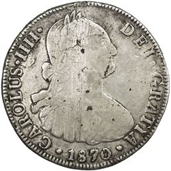 MEXICO: Carlos IV, 1789-1808, 8 reales (26.34g), "1870"-Mo. VF