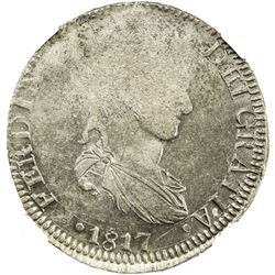 MEXICO: Fernando VII, 1808-1821, AR 8 reales, 1817-Zs. NGC MS62