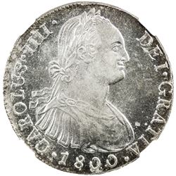 PERU: Carlos IV, 1788-1808, AR 8 reales, Lima, 1800. NGC MS62