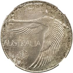 AUSTRALIA: Elizabeth II, 1952, AR dollar, 1967. NGC MS65