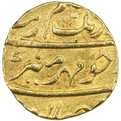MUGHAL: Aurangzeb, 1658-1707, AV mohur (10.78g), Surat, AH"112" year 50. VF