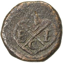 BOMBAY PRESIDENCY: AE double pice (5.68g), Tellicherry, 1739. F