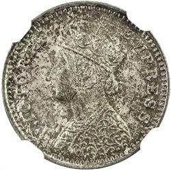 BRITISH INDIA: Victoria, Empress, 1876-1901, AR 2 annas, 1897-B. NGC MS64