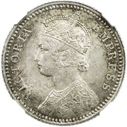 BRITISH INDIA: Victoria, Empress, 1876-1901, AR 1/4 rupee, 1879(c). NGC MS61