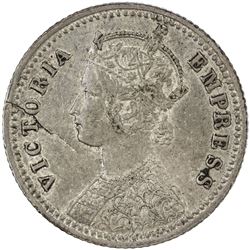 BRITISH INDIA: Victoria, Empress, 1876-1901, AR 1/4 rupee, 1879-C. VF-EF