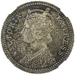 BRITISH INDIA: Victoria, Empress, 1876-1901, AR 1/4 rupee, 1896-C. NGC MS63
