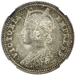 BRITISH INDIA: Victoria, Empress, 1876-1901, AR 1/4 rupee, 1897-C. NGC MS65