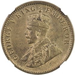 BRITISH INDIA: George V, 1910-1936, AE 1/4 anna, 1911(c). NGC AU