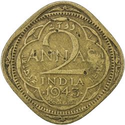 BRITISH INDIA: George VI, 1937-1947, nickel-bronze, 1943(b). F