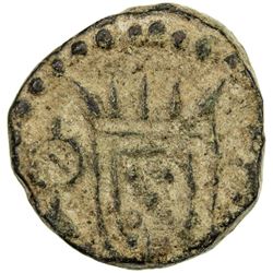 DIU: Felipe III, 1621-1640, AE 1/2 bazaruco (2.46g), ND. F-VF