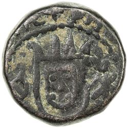 DIU: Felipe III, 1621-1640, AE bazaruco (7.33g), ND. F