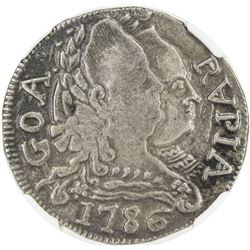 GOA: Maria I & Pedro III, 1777-1786, AR rupia, 1786. NGC EF45