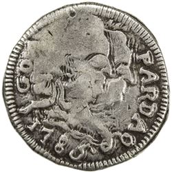 GOA: Maria I & Pedro III, 1777-1786, AR pardao (5.31g), 1786. VF