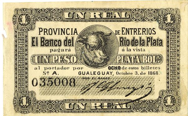 Banco Del Rio De La Plata, 1868 Issued banknote. - Archives ...