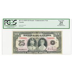 Banque Du Canada, 1935 Commemorative" Low Serial #F 000008" Issued Note.