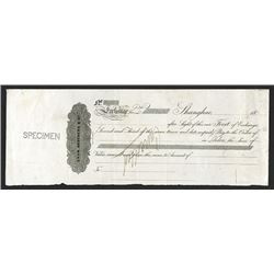 Shaw, Brothers & Co., Shanghai, China 18xx (ca.1860-80's) Specimen Bill of Exchange.