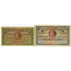 Government of Cyprus, 1945-47 Issue Banknote Pair.