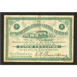 El Santo Domingo Ferro Carril Central, ND (ca. 1880-90's) Rare Local Railroad Scrip Issue.