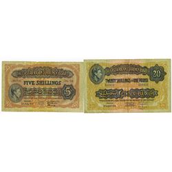 East African Currency Board, 1941-51 Issue Banknote Pair.