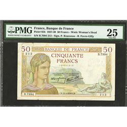 Banque De France, 1938 Issue Banknote.