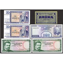 Sedlabanki Islands Banknote Assortment.