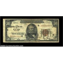 Fr. 1880-B $50 1929 Federal Reserve Bank Note. Fine. The black portion of the face printing is shift