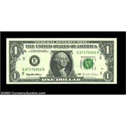 Fr. 1921-E $1 1995 Inverted Reverse Federal Reserve Note. Choice About Uncirculated. A truly impress