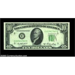 Fr. 2011-E $10 1950A Inverted Reverse Federal Reserve Note. Choice Crisp Uncirculated. An extremely