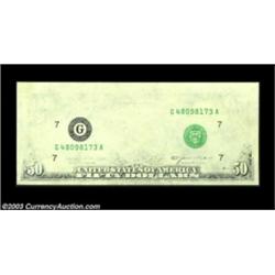 Fr. 2122-G $50 1985 Federal Reserve Note. Gem Crisp Uncirculated. A very rare high denomination exam