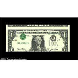 Fr. 1926-H $1 2001 Federal Reserve Note. Gem Crisp Uncirculated. A lovely inverted third printing, w