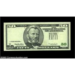 Fr. 2126-? $50 1996 Federal Reserve Note. Gem Crisp Uncirculated. This gem example was printed using
