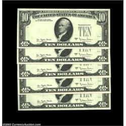 Fr. 2024-L $10 1977A Federal Reserve Note. Gem Crisp Uncirculated. A run of five consecutive well ce