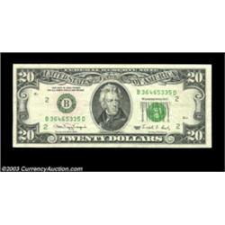 Fr. 2077-B $20 1990 Federal Reserve Note, Extremely Fine. A highly unusual third printing error that