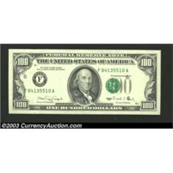 Fr. 2173-F $100 1990 Federal Reserve Note. Gem Crisp Uncirculated. The third printing is shifted qui