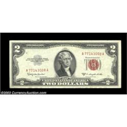 Fr. 1535 $2 1953C Legal Tender. Extremely Fine. The last digit of the serial number is shifted up ou
