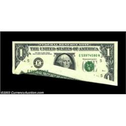 Fr. 1921-E $1 1995 Federal Reserve Note. Choice Crisp Uncirculated. A spectacular printed foldover e