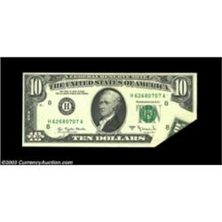 Fr. 2024-H $10 1977A Federal Reserve Note. Choice About Uncirculated.A nice printed foldover at the