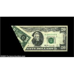 Fr. 2068-A $20 1969A Federal Reserve Note. Extremely Fine. A nice foldover showing the district seal