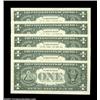 Image 2 : Fr. 1921-E $1 1995 Federal Reserve Notes. About Uncirculated. A neat progressive error set of five p