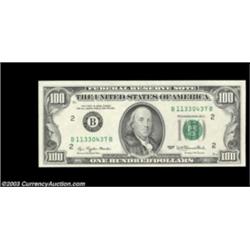 Fr. 2168-B $100 1977 Federal Reserve Note. Gem Crisp Uncirculated. A full 100% dark face on back off