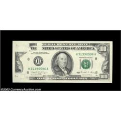 Fr. 2173-H $100 1990 Federal Reserve Note. Gem Crisp Uncirculated. The magnetic ink failed to adhere