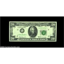 Fr. 2068-L* $20 1969A Federal Reserve Note. Gem Crisp Uncirculated. The right serial number's last d