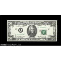Fr. 2068-L* $20 1969A Federal Reserve Note. Gem Crisp Uncirculated. A turned digit on the right seri