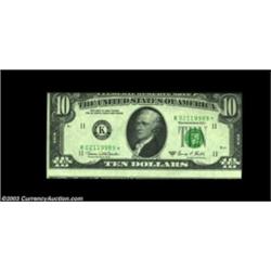 Fr. 2021-K* $10 1969C Federal Reserve Note. Gem Crisp Uncirculated. A bizarre and obviously Bureau-p