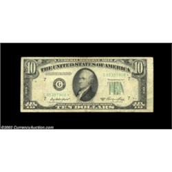Four Small Size Fed Errors.Fr. 2011-G* $10 1950A Federal Reserve Note Fine, wide diagonal gutter fol