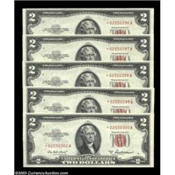 Fr. 1510* $2 1953A Legal Tenders. Gem Crisp Uncirculated.Five consecutive examples of this elusive s